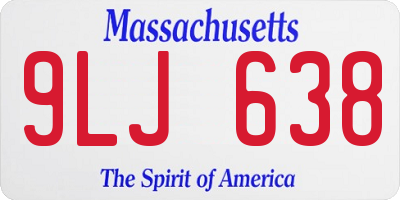 MA license plate 9LJ638
