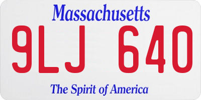 MA license plate 9LJ640
