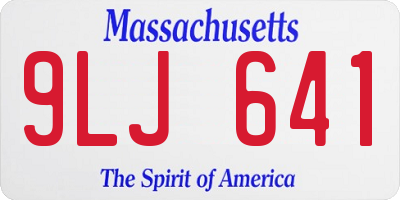 MA license plate 9LJ641
