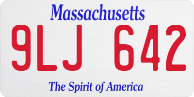 MA license plate 9LJ642
