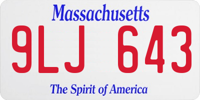 MA license plate 9LJ643