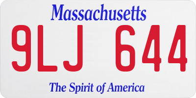 MA license plate 9LJ644
