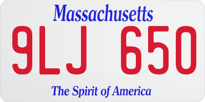 MA license plate 9LJ650