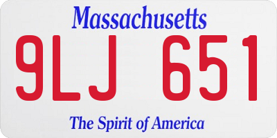 MA license plate 9LJ651