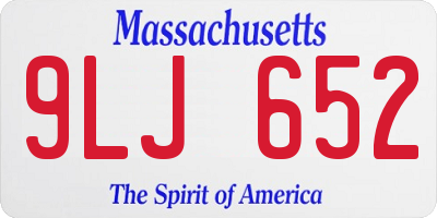 MA license plate 9LJ652