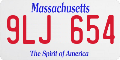 MA license plate 9LJ654