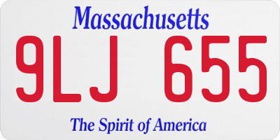 MA license plate 9LJ655