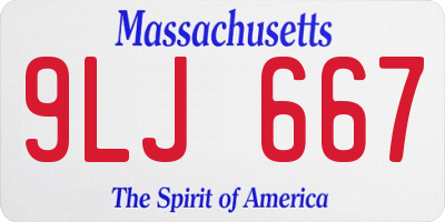 MA license plate 9LJ667
