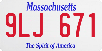 MA license plate 9LJ671
