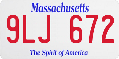 MA license plate 9LJ672