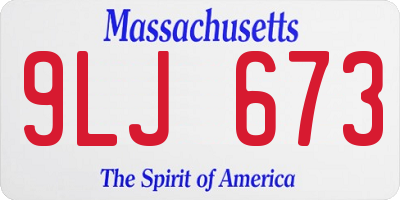 MA license plate 9LJ673