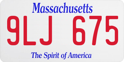 MA license plate 9LJ675