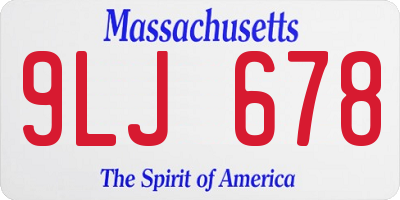 MA license plate 9LJ678