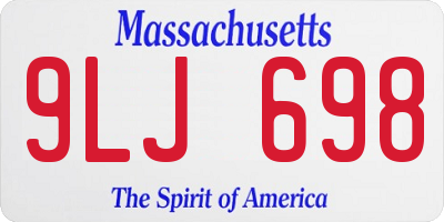 MA license plate 9LJ698