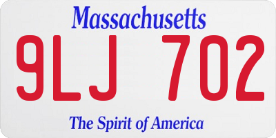 MA license plate 9LJ702