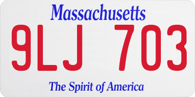 MA license plate 9LJ703