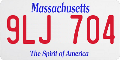 MA license plate 9LJ704