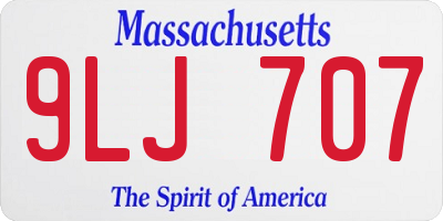 MA license plate 9LJ707
