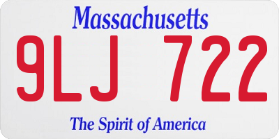 MA license plate 9LJ722