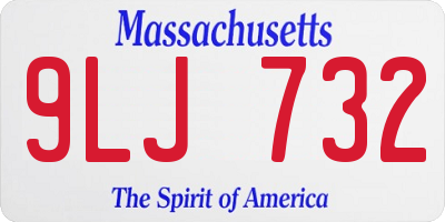 MA license plate 9LJ732