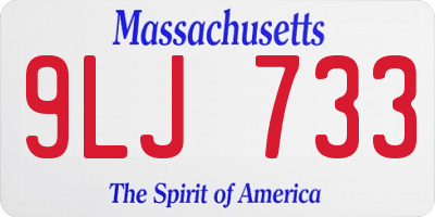 MA license plate 9LJ733