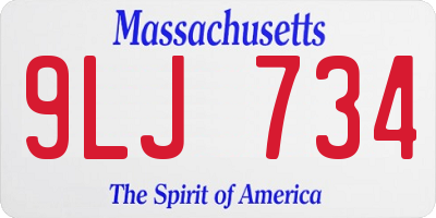 MA license plate 9LJ734