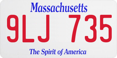 MA license plate 9LJ735