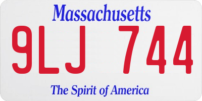 MA license plate 9LJ744