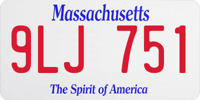 MA license plate 9LJ751