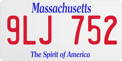 MA license plate 9LJ752