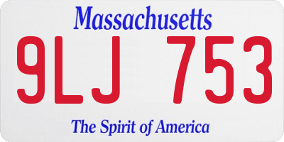 MA license plate 9LJ753