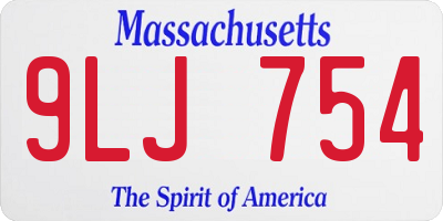 MA license plate 9LJ754