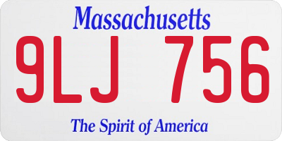 MA license plate 9LJ756