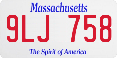 MA license plate 9LJ758