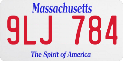 MA license plate 9LJ784