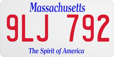 MA license plate 9LJ792