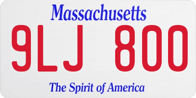 MA license plate 9LJ800