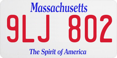 MA license plate 9LJ802
