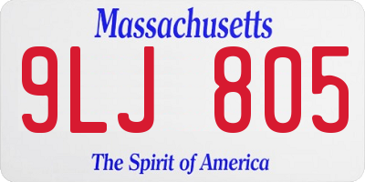 MA license plate 9LJ805
