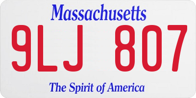 MA license plate 9LJ807