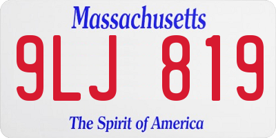 MA license plate 9LJ819