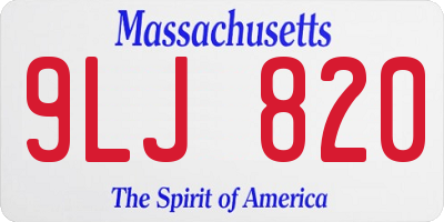 MA license plate 9LJ820