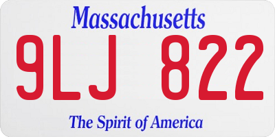 MA license plate 9LJ822