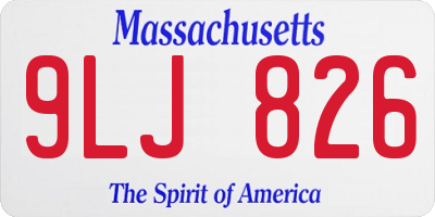 MA license plate 9LJ826