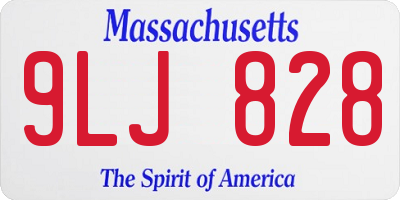 MA license plate 9LJ828