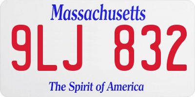 MA license plate 9LJ832