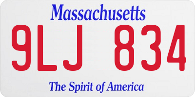 MA license plate 9LJ834