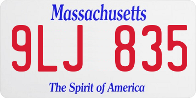 MA license plate 9LJ835