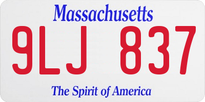 MA license plate 9LJ837