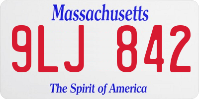 MA license plate 9LJ842